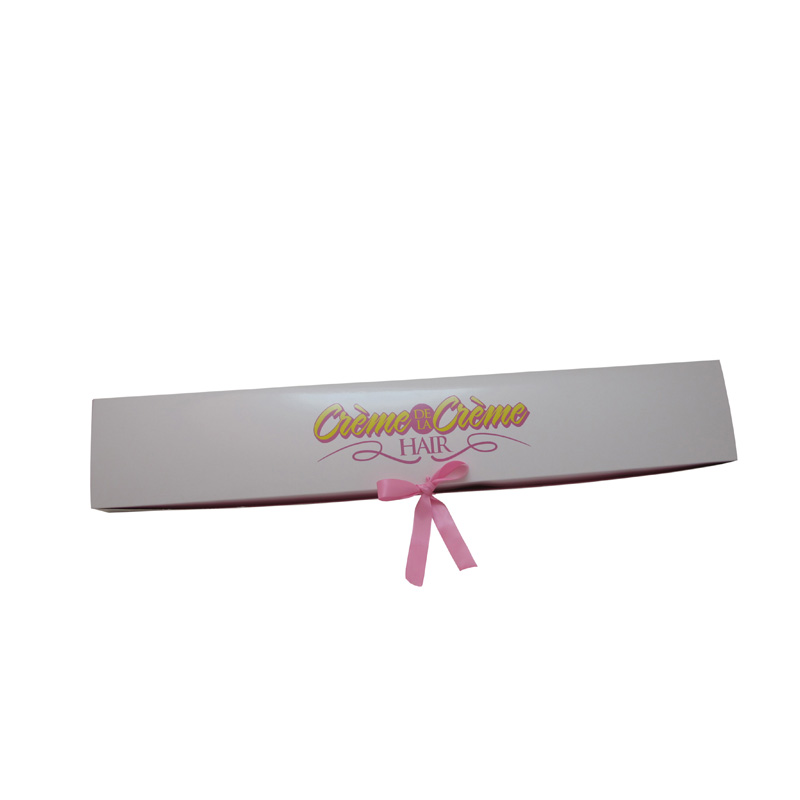 Custom Logo Hair Bundles Extension Packaging Boxes with Ribbon
